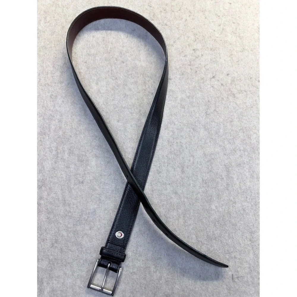 Coach Belt Mens 36 Black Textured Leather Brass Buckle handmade in Turkey